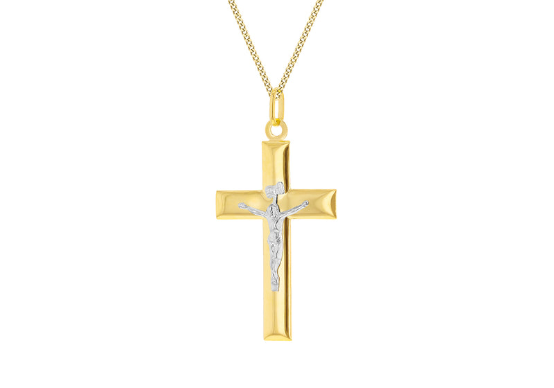 9ct Two-Tone Gold Large Crucifix Pendant