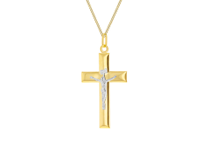 9ct Two-Tone Gold Large Crucifix Pendant