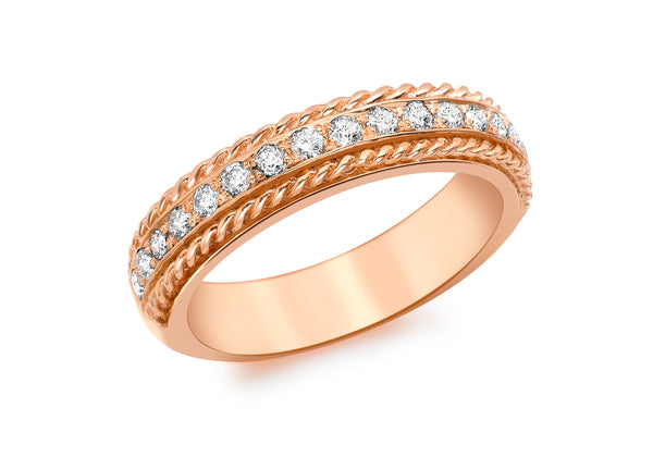 9ct Rose Gold 0.33ct Diamond Rope Edge Eternity Ring