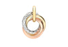 9ct 3-Tone Gold Diamond Cut Russian Rings Pendant