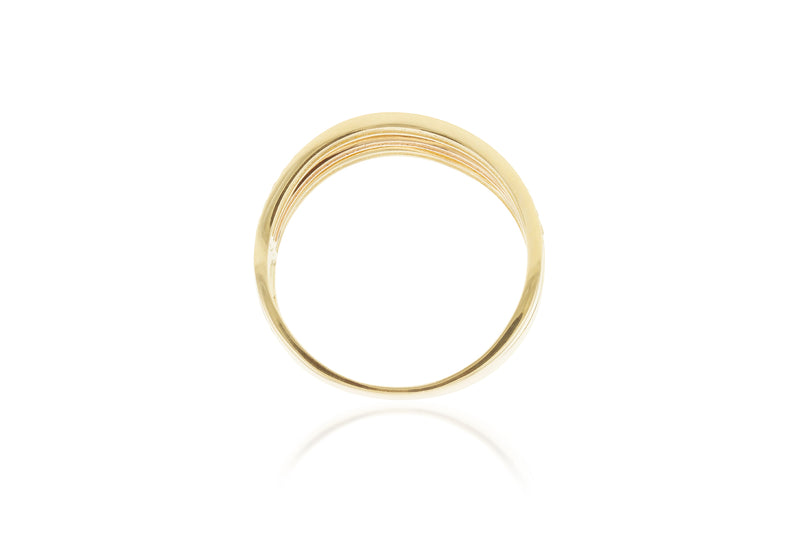 9ct Triple-Tone Gold Zirconia Wave Ring