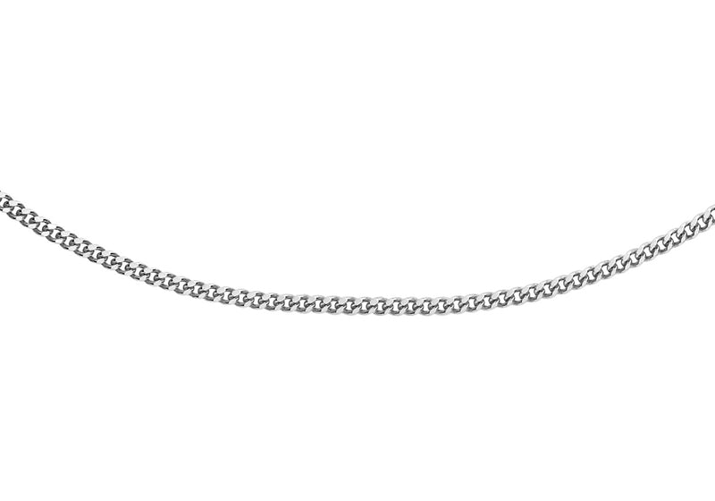 9ct White Gold 20 Diamond Cut Curb Chain
