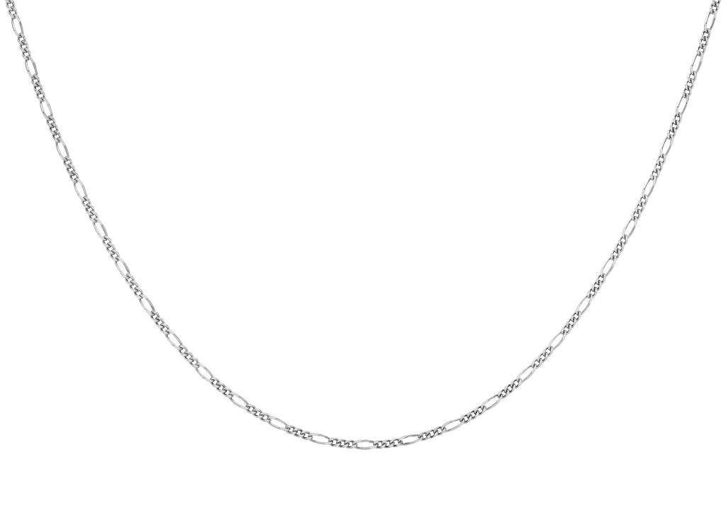 9ct White Gold 50 Diamond Cut Figaro Chain