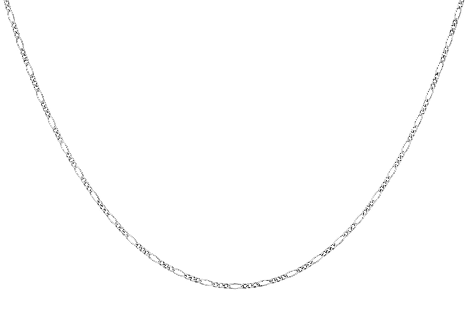 9ct White Gold 50 Diamond Cut Figaro Chain