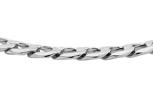 9ct White Gold Six Sided Curb Chain Bracelet