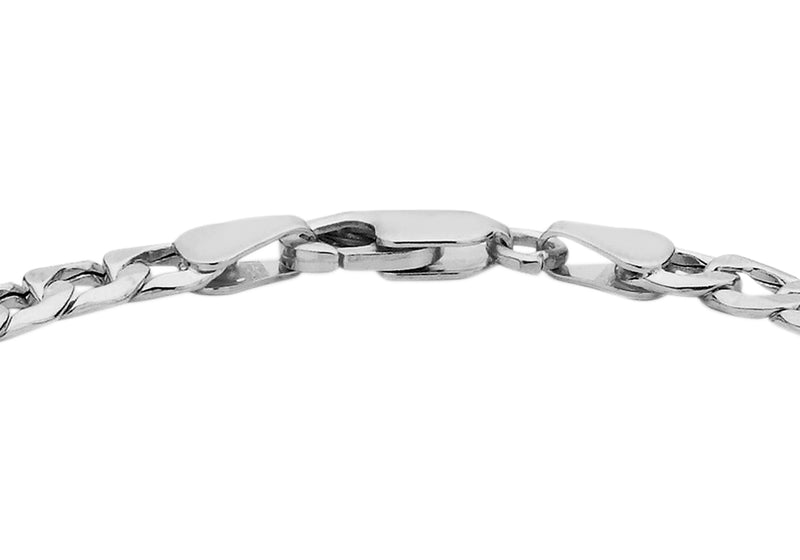 9ct White Gold Six Sided Curb Chain Bracelet