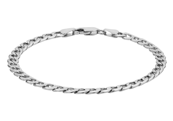 9ct White Gold Six Sided Curb Chain Bracelet
