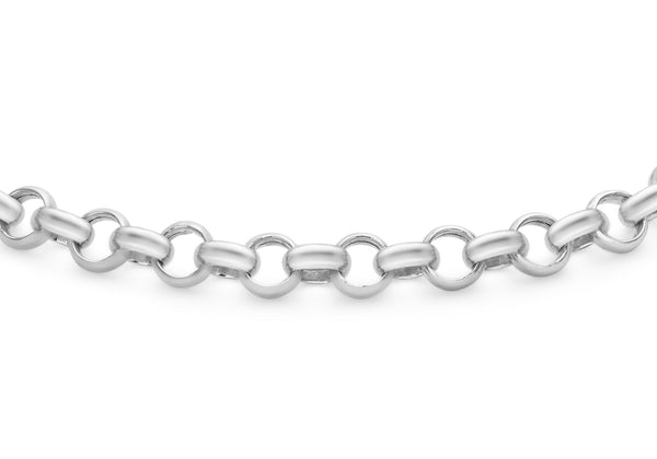 9ct White Gold Round Belcher Bracelet