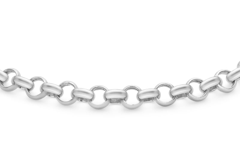 9ct White Gold Round Belcher Bracelet