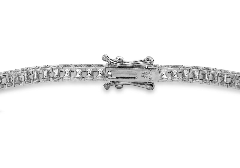 9ct White Gold Square Zirconia Tennis Bracelet