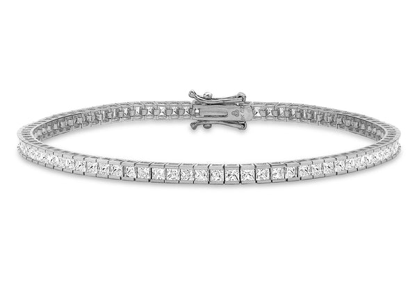 9ct White Gold Square Zirconia Tennis Bracelet