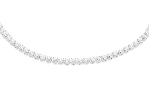 9ct White Gold Zirconia Flexible Tennis Bracelet