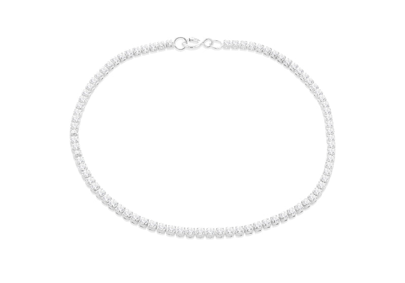 9ct White Gold Zirconia Flexible Tennis Bracelet