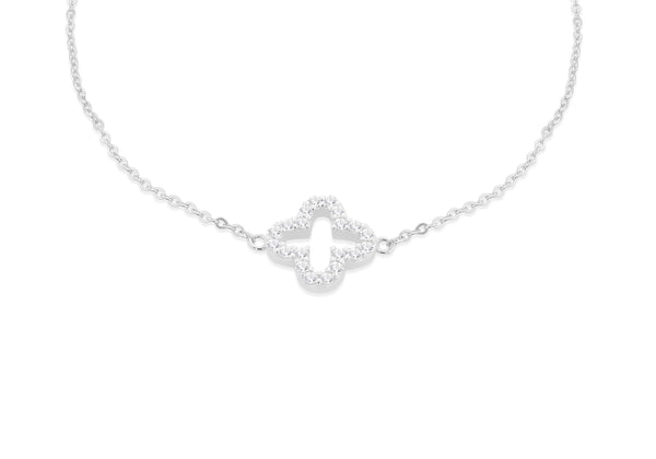9ct White Gold Zirconia Petal Bracelet