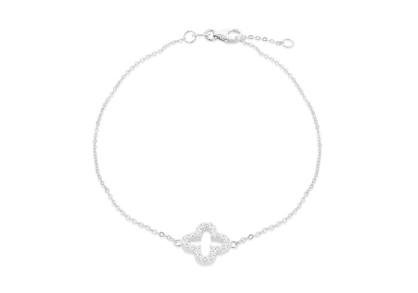 9ct White Gold Zirconia Petal Bracelet