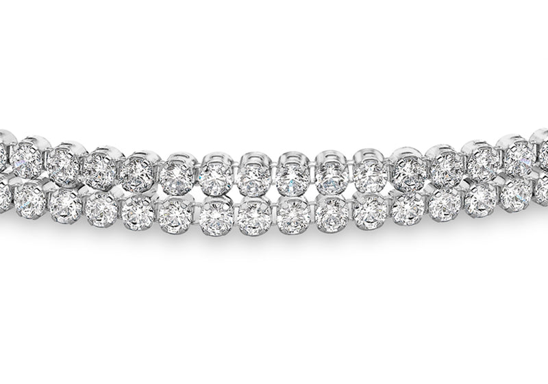 9ct White Gold Zirconia Double Tennis Bracelet