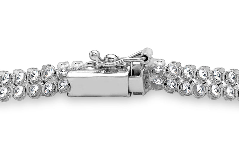 9ct White Gold Zirconia Double Tennis Bracelet