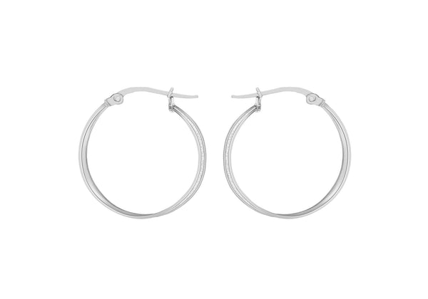 9ct White Gold Small Stardust Creole Earrings