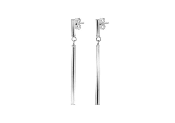 9ct White Gold Nunchaku Drop Stud Earrings