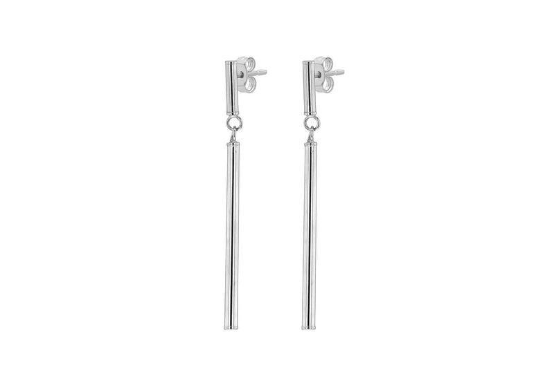 9ct White Gold Nunchaku Drop Stud Earrings