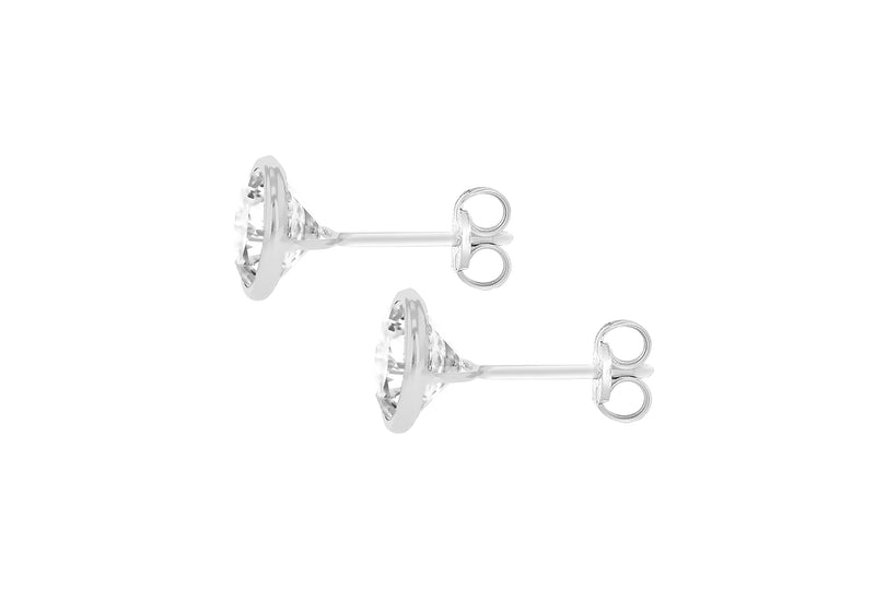 9ct White Gold Zirconia Bezel Stud Earrings