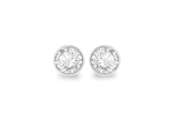 9ct White Gold Zirconia Bezel Stud Earrings