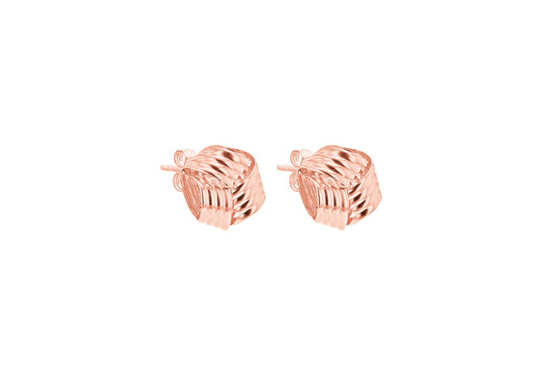 9ct Rose Gold Ribbed Knot Stud Earrings
