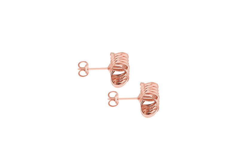 9ct Rose Gold Ribbed Knot Stud Earrings