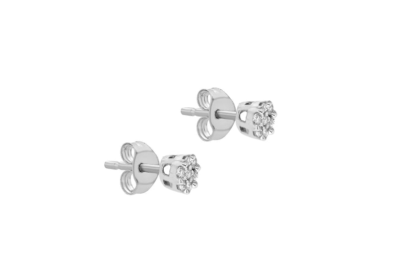9ct White Gold 0.15ct Diamond Cluster Stud Earrings