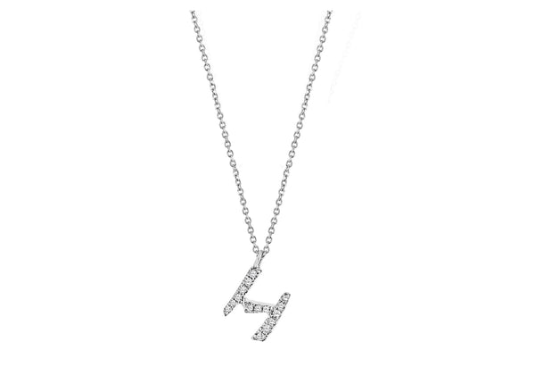 9ct White Gold 0.06ct Diamond 'H' Initial Pendant Necklace