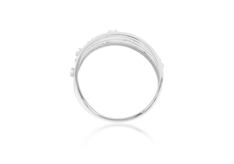 9ct White Gold Zirconia Four Wave Ring