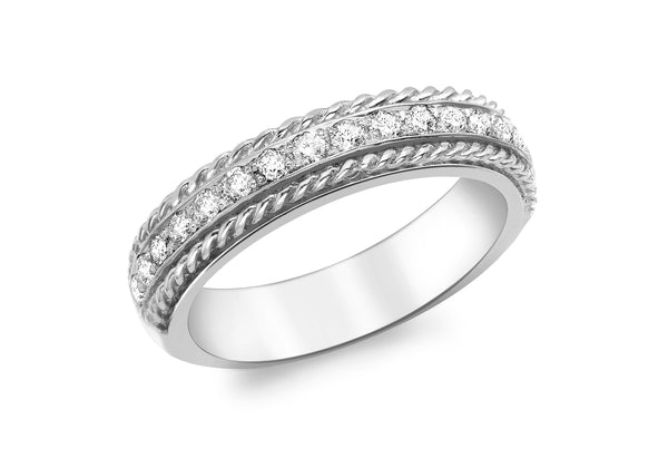 9ct White Gold 0.33ct Diamond Rope Edge Eternity Ring