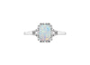 9ct White Gold 0.03ct Diamond & Opal Halo Ring