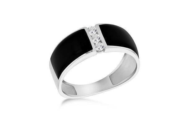 9ct White Gold 0.15ct Diamond Black Band Ring