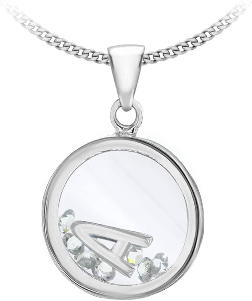 Sterling Silver Zirconia 'A' Initial Floating Case Pendant