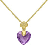 9ct Yellow Gold Faceted Amethyst Heart Spiga Chain Pendant