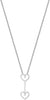 Sterling Silver Zirconia Double-Heart Drop Pendant