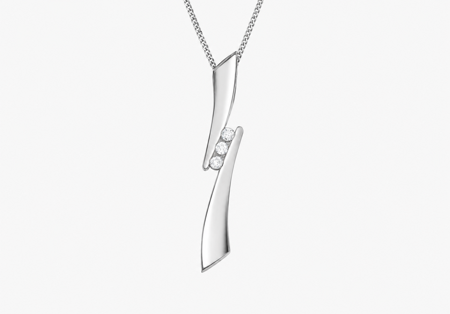 9ct White Gold 0.05ct Diamond Sculpted Drop Slider Pendant