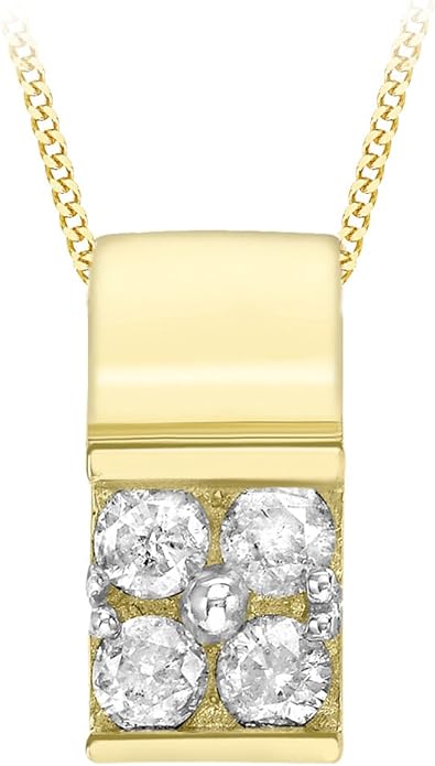 9ct Yellow Gold 0.19ct Oblique Diamond Pendant