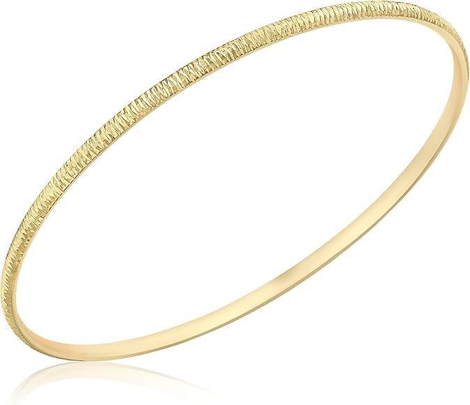 9ct Yellow Gold Diamond Cut Round Bangle