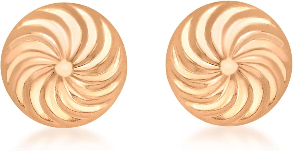 9ct Rose Gold Swirl Detail Dome Stud Earrings