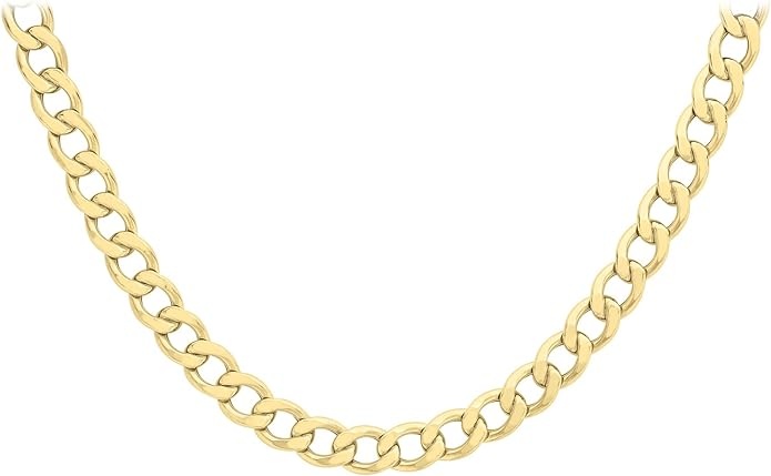 9ct Yellow Gold 200 Large Spring Ring Flat Curb Chain