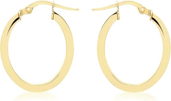 9ct Yellow Gold Oval Hoop Creole Earrings