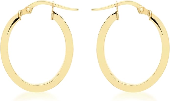 9ct Yellow Gold Oval Hoop Creole Earrings
