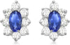 9ct White Gold Blue & White Zirconia Floral Cluster Stud Earrings