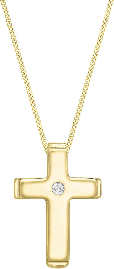 Висулка с диамантен кръст от 9ct жълто злато 0,01ct