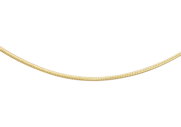 18ct Yellow Gold Round Slim Snake Chain