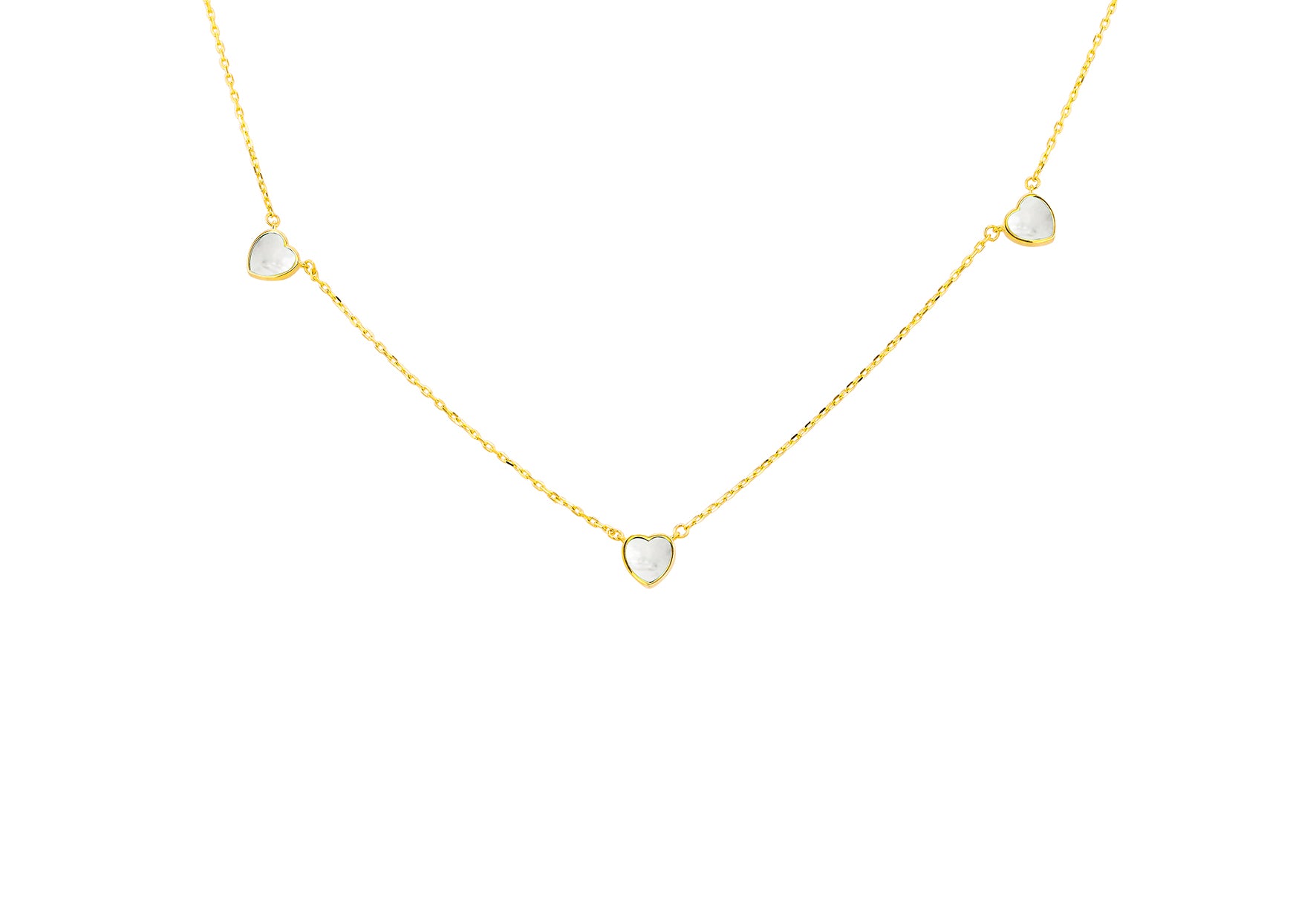 18ct Yellow Gold Mother Of Pearl Heart Petal Necklace
