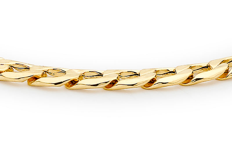 9ct Yellow Gold 120 Six-Sided Curb Chain Bracelet