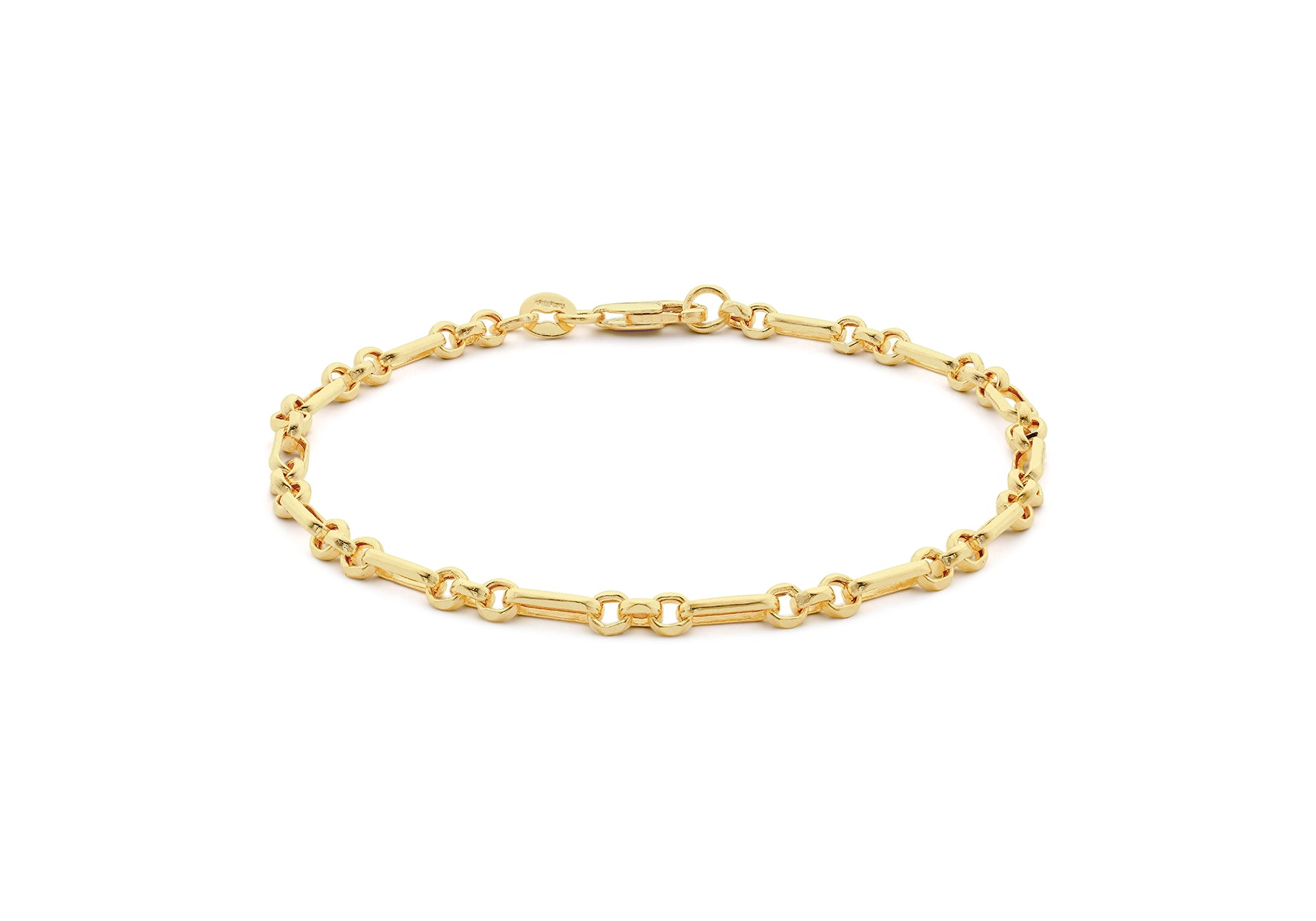 18ct Yellow Gold Round Bar & Round Links Belcher Bracelet
